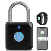 Picture of Fingerprint Padlock, Pothunder Smart Padlock, Locker Lock, Combination Lock, Fingerprint Lock with APP Unlock, USB Rechargeable, Suitable for Gym Locker, Door, Locker(Black)