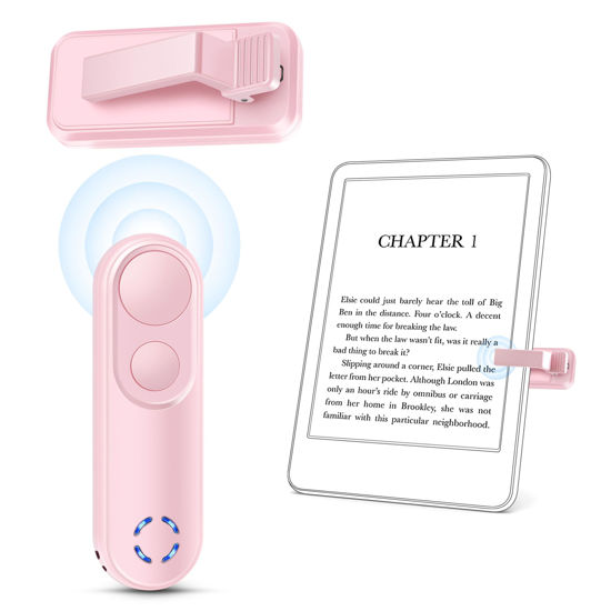 Picture of Smanu RF Remote Control Page Turner for Kindle Paperwhite Oasis Kobo eReaders, Remote Camera Shutter and Video, Remote Page Turner Clicker for iPad Tablets Reading Novels(Pink)