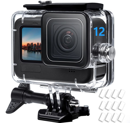 Picture of FitStill 196FT/60M Waterproof Case for Go Pro Hero 12 Hero 11 Hero 10 Hero 9 Black,Protective Underwater Diving Housing for Hero12/11/10/9 Black Action Camera Accessories Kit