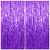 Picture of 2 Pack Foil Curtain Backdrop Purple Metallic Tinsel Foil Fringe Curtains Photo Booth Props for Birthday Wedding Engagement Baby Shower Bachelorette Christmas Holiday Celebration Party Decorations