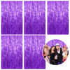 Picture of 5 Pack Foil Curtain Backdrop Purple Metallic Tinsel Foil Fringe Curtains Photo Booth Props for Birthday Wedding Engagement Baby Shower Bachelorette Christmas Holiday Celebration Party Decorations