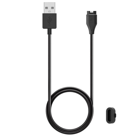 Picture of Kissmart Charger for Garmin Venu/Venu Sq/Venu 2/Venu 2 Plus/Venu 2S/Venu Sq 2/Venu 3/Venu 3S, Replacement Charging Cable Cord Plus a Black Silicone Charger Port Protector Anti Dust Plug (3.3ft/1m)