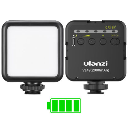 Picture of ULANZI VL49 2000mAh LED Video Light w 3 Cold Shoe, Rechargeable Soft Light Panel, Portable Photography Lighting for DJI OSMO Sony DSLR Canon Camera GoPro Vlogging
