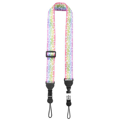 Picture of FIEIL Adjustable Shoulder Strap, Nylon Camera Strap, Comfortable Neck Strap for iPad, Cellphone Tablet, Camera, Laptop, Binocular, Luggage Bag (Rainbow Heart Universal Lanyard)