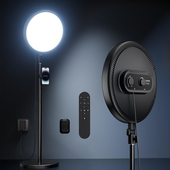 Picture of TODI Large Ring Light with 79" Stand, 6500K Full-Screen Selfie Ring Light with Stand and Phone Holder, Professional Big Ring Light for Live Stream, YouTube, TikTok, Makeup, Video, Barber, Photography