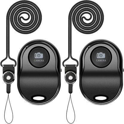 Picture of [Upgraded] Bluetooth 5.0 Remote Shutter for iPhone & Android Camera Wireless Remote Control Selfie Button for iPad iPod Tablet, HD Selfie Clicker for Photos & Videos (Black × 2 Pack)