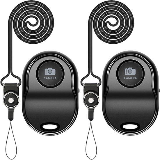 Picture of [Upgraded] Bluetooth 5.0 Remote Shutter for iPhone & Android Camera Wireless Remote Control Selfie Button for iPad iPod Tablet, HD Selfie Clicker for Photos & Videos (Black × 2 Pack)