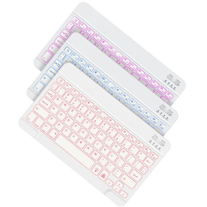Picture of OMOTON Bluetooth Keyboard, Wireless Rechargeable Keyboard for iPad, iPad Pro, iPad Mini, iPad Air with Illuminated LED (White)