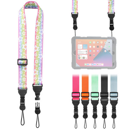 Picture of FIEIL Adjustable Shoulder Strap, Nylon Camera Strap, Comfortable Neck Strap for iPad, Cellphone Tablet, Camera, Laptop, Binocular, Luggage Bag (Rainbow Stars Universal Lanyard)