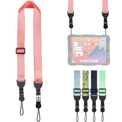 Picture of FIEIL Adjustable Shoulder Strap, Nylon Camera Strap, Comfortable Neck Strap for iPad, Cellphone Tablet, Camera, Laptop, Binocular, Luggage Bag (Peach Pink Universal Lanyard)