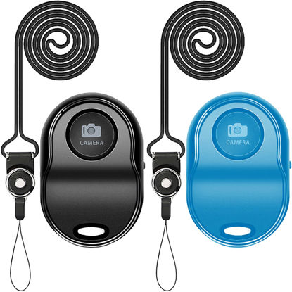 Picture of [Upgraded] Bluetooth 5.0 Remote Shutter for iPhone & Android Camera Wireless Remote Control Selfie Button for iPad iPod Tablet, HD Selfie Clicker for Photos & Videos (Blue & Black)