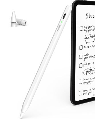 Picture of metapen Pencil Air 8 for Apple iPad 2018-2024, (20H Battery Life), 2X Fast Charge, Palm Rejection Stylus Pen for iPad 10/9/8/7/6th Gen, iPad Pro 12.9/11/13-inch M4, iPad Air 3/4/5/M2, iPad Mini 5/6