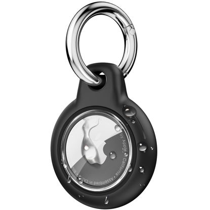 Picture of Upgrade Waterproof Airtag Holder with Apple Airtag Keychain, Hard PC Air Tag Case, Anti-Scratch and Shock Air tag Holder, Airtags Accessories for Apple Tag Holder, Cover for Dog,Car Key,Luggage-Black