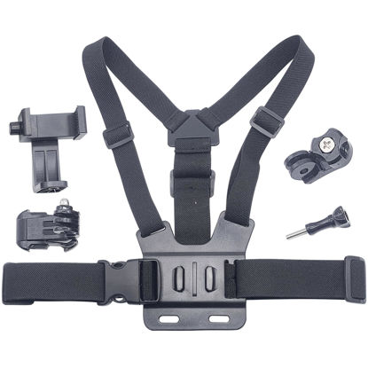 Picture of Ogetok Adjustable Mobile Phone Chest Strap Harness Mount, Black, Compatible with iPhone, GoPro Hero, DJI Osmo Action Cameras