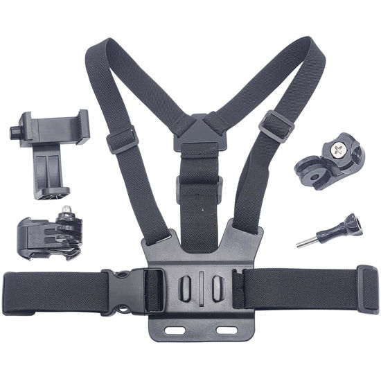 Picture of Ogetok Adjustable Mobile Phone Chest Strap Harness Mount, Black, Compatible with iPhone, GoPro Hero, DJI Osmo Action Cameras