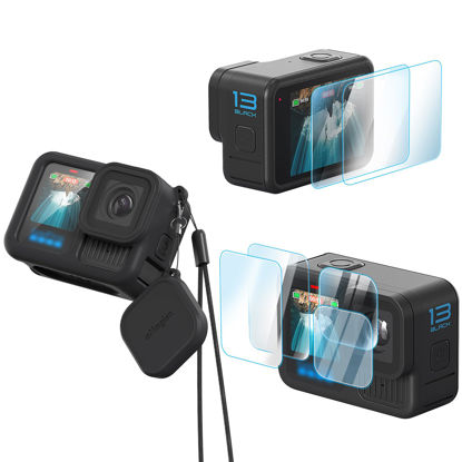 Picture of Aovee Silicone Protective Case Cover,Screen and Lens Protector for GoPro Hero 13 (Black)