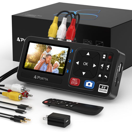 Picture of Portta VHS to Digital Converter, Video to Digital Recorder with Remote, RCA to HDMI Converter Compatible with VHS, VCR, DVR, DVD, Hi8, Mini DV, Camcorder, Cassette Tape, Gaming Consoles