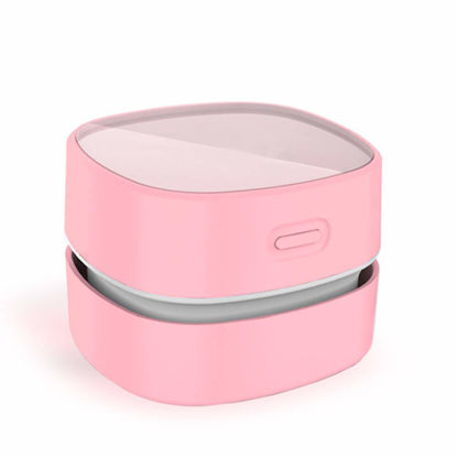 Picture of ODISTAR Desktop Vacuum Cleaner,Mini Table dust Sweeper Energy Saving,High Endurance up to 400 mins,Cordless&360º Rotatable for Cleaning Hairs,Crumbs,Computer Keyboard of Gifts for Kids (Pink)