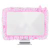 Picture of Kingshion 23"-27" Lovely Cute Computer Monitor Cover with Lovely Cute Elastic Pen Pocket Bow-knot TV LCD Screen Monitor Decoration Dust Cover Protector, Lace Fabric, Pink