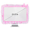Picture of Kingshion 23"-27" Lovely Cute Computer Monitor Cover with Lovely Cute Elastic Pen Pocket Bow-knot TV LCD Screen Monitor Decoration Dust Cover Protector, Lace Fabric, Pink