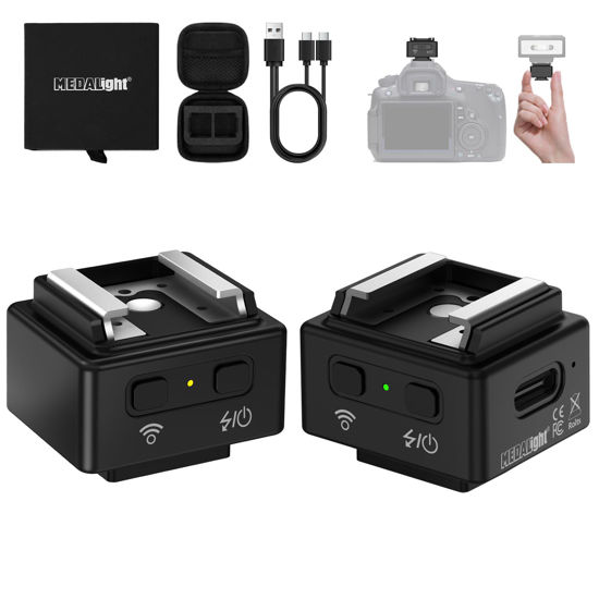 Picture of MEDALight WF1 2.4G Wireless Flash Trigger for Canon Nikon Sony Pentax DSLR Cameras Wireless Flash Trigger Transmitter and Receiver for Camera Flashes with Hot Shoe Mount(Black).