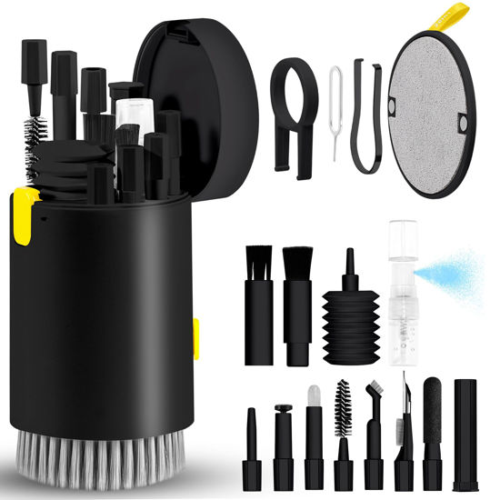 Picture of Laptop Phone Screen Cleaner Kit, Computer Keyboard Brush Cleaning Spray for iPhone AirPods MacBook iPad, 20-in-1 Electronic Device Clean Tool for Camera PC Monitor Earbud TV Tablet Car Screens, Black