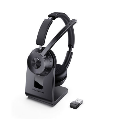 Picture of (Upgraded Version) Wireless Headset, Bluetooth Headset with Noise Cancelling Microphone, Best Headset with Mic Mute & USB Dongle for PC/Computer/Laptop/Cell Phones/Remote Work/Call Center