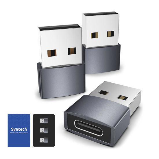 Picture of Syntech USB C Female to USB Male Adapter Pack of 3 [Travel Must Haves, Aluminum] USB C to USB Adapter, Type C Charger Cable Power Converter Compatible with iPhone 15 Apple Watch AirPods CarPlay, etc.