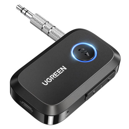 Picture of UGREEN 5.3 Aux Bluetooth Adapter for Car, [Greater Connection] Bluetooth Aux Adapter for Car, Bluetooth aux Receiver for Home Stereo/Wired Speaker, 15H Battery Life