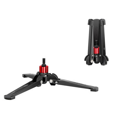 Picture of Manbily Mini Tripod Base for Monopods, 3/8" Screw Desktop Tripod with Three Feet, Monopod Stand Support, Travel for Ball Head Tripod/Fluid Head DSLR Camera Camcorder, Tilt 20° & Rotate 360° (Red)