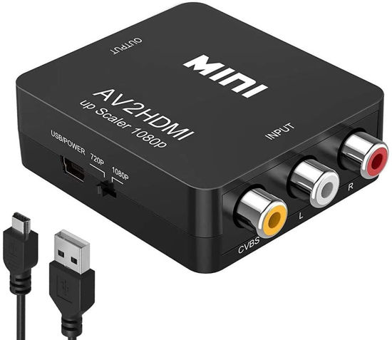 Picture of Amtake RCA to HDMI Converter, 1080P RCA Composite CVBS AV to HDMI Video Audio Converter Adapter Compatible with N64 Wii PS2 Xbox VHS VCR Camera DVD, Support PAL/NTSC with USB Power Cable
