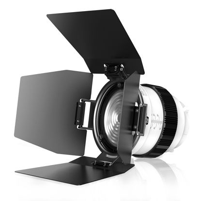 Picture of MEELMAXX Fresnel Lens with Barndoor for COB Video Light, 10°-45° Zoom Angle Continuous Output Lighting with Bowens Mount for Photography Filming, Lighting Shaping Tool for Video Recording (F10)