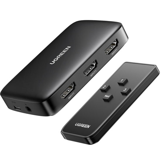 Picture of UGREEN HDMI Switch 3 in 1 Out 4K HDMI Splitter, HDMI Switch with Remote Supports HDR CEC 3D HDCP1.4 HDMI 3 Port Box Hub 4K 30Hz, Compatible with PS5 PS4 Xbox Fire Stick Roku Apple TV PC