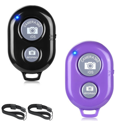 Picture of 2 Pack Wireless Camera Remote Control - Wireless Remote for iPhone & Android Phones iPad iPod Tablet, Clicker for Photos & Videos - Black & Purple