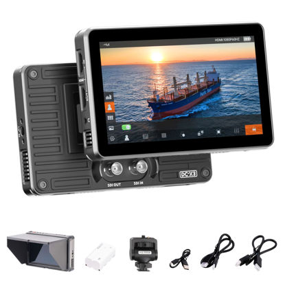 Picture of VILTROX DC-X3 2000Nits Camera Field Monitor Touchscreen with 6 Inch Full HD1920x1080 IPS 4K HDMI/3G-SDI Loop in/Out,3D LUTs Peaking Focus Assist, 160° Super Wide View Angle, Sunshade Hood, Battery