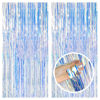 Picture of 2 Pack Iridescent Party Backdrop Decorations Tinsel Curtain Birthday Decorations Foil Fringe Photo Booth Streamer Backdrop Iridescent Theme Christmas Bachelorette Graduation Party Decorations