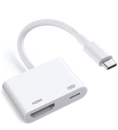 Picture of [MFi Certified] USB C to HDMI Adapter for iPhone 16 15 to TV, 4K@60Hz Type-C to HDMI Adapter with 100W Fast Charging Port for iPhone 16/16 Plus/16 Pro/16 Pro Max/15 Pro Max to HDTV Projector Monitor