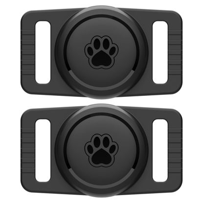 Picture of GOCII for Airtag Dog Collar Holder 2 Pack,Waterproof Dog Collar Holder for Apple AirTag, Silicone Air Tags Case for Dog Collars(Black)
