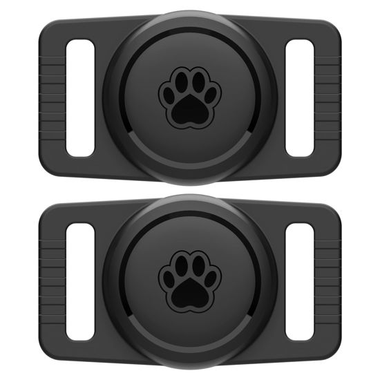 Picture of GOCII for Airtag Dog Collar Holder 2 Pack,Waterproof Dog Collar Holder for Apple AirTag, Silicone Air Tags Case for Dog Collars(Black)