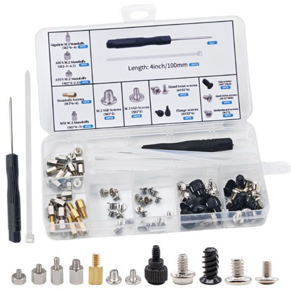 Picture of Trsewmi M.2 Screw Kit, Motherboard Screws, Computer Screws for Asus Gigabyte Asrock MSI Motherboards, HDD, SSD, Hard Drive, Fan, Power Supply, PC Case - M.2 Screws, Motherboard standoffs