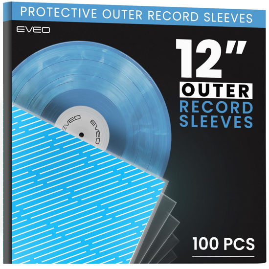 Picture of 100 Vinyl Record Sleeves for Vinyl Records- Crystal Clear Vinyl Sleeves, Record Sleeves Outer Vinyl Protective Sleeves| for 12" LP Albums Vinyl Outer Sleeves, Single & Double LP Archive Quality Covers