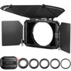 Picture of K&F Concept Mini Matte Box, DSLR Camera Matte Box with Carbon Fiber Top Flag Side Wings Square Filters Trays, for 67/72/77/82/95mm Lenses, for 4x5.65 Square ND UV Filter/Circular Filter
