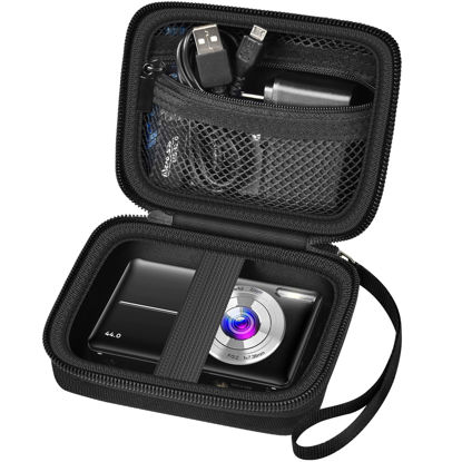Picture of Digital Camera Case Compatible with VAHOIALD FHD 1080P/ for CAMKORY Digital Point and Shoot/for KODAK PIXPRO FZ45-BK 16MP Vlogging/for IWEUKJLO/for Nsoela, Holder for SD Card More- Black (Box Only)