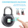Picture of Fingerprint Padlock, Bluetooth Lock, Mobile APP, MEGAFEIS Smart Padlock with Keyless Biometric, Water Resistant, Suitable for Gym, Sports, Bike, School, Locker and Storage(Grey)