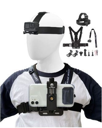 Picture of WLPREOE Phone Chest Mount Harness Strap Accessories Kit for POV/VLOG for Immersive Filming Video, Fishing- Body Camera Mount for GoPro and Other Action Camera