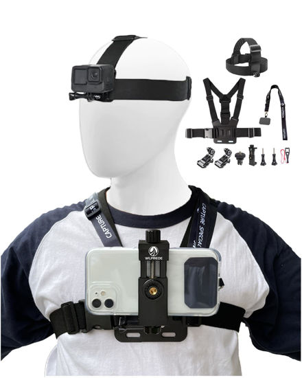 Picture of WLPREOE Phone Chest Mount Harness Strap Accessories Kit for POV/VLOG for Immersive Filming Video, Fishing- Body Camera Mount for GoPro and Other Action Camera