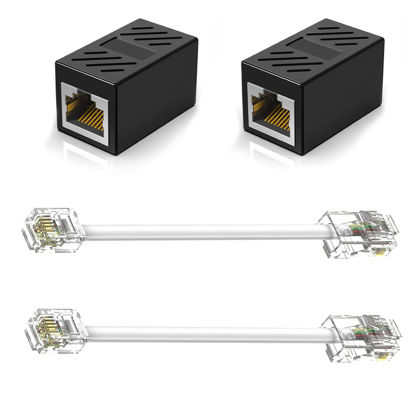 Picture of Telephone Line RJ45 to RJ11 Adapter, Telephone Jack to Ethernet Cable Adapter, RJ45 Female to RJ11 Male for Fixed Telephone Services(2 Pack)