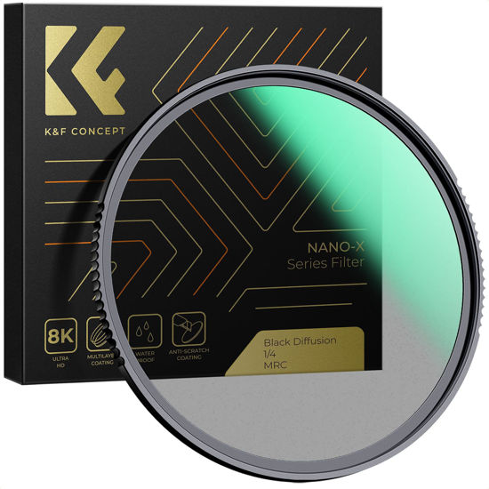 Picture of K&F Concept 86mm Black Diffusion 1/4 Filter Mist Cinematic Effect Filter with 28 Multi-Layer Coatings Waterproof/Scratch Resistant for Video/Vlog/Portrait Photography