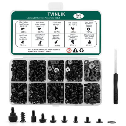 Picture of 420PCS Computer Screw Kit, Motherboard Standoffs Assorted Screws for PC Case, HDD, SSD, Laptop, Fan, CD-ROM - for DIY PC Build Repair