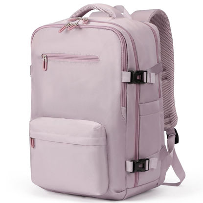 Picture of SHRRADOO Travel Laptops Backpack for Women Men, Casual Work Bag 17inch Backpack Airline Approved Backpack for Hiking Business (Pink khaki)